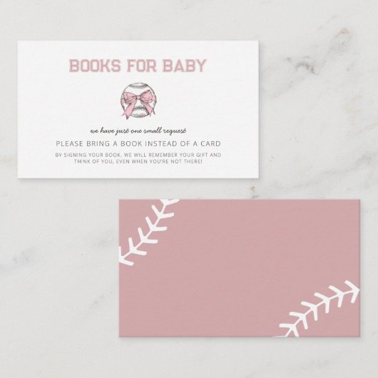 Pink Baseball Girl Baby Shower Books for Baby Informatiekaartje (Voorkant / Achterkant)