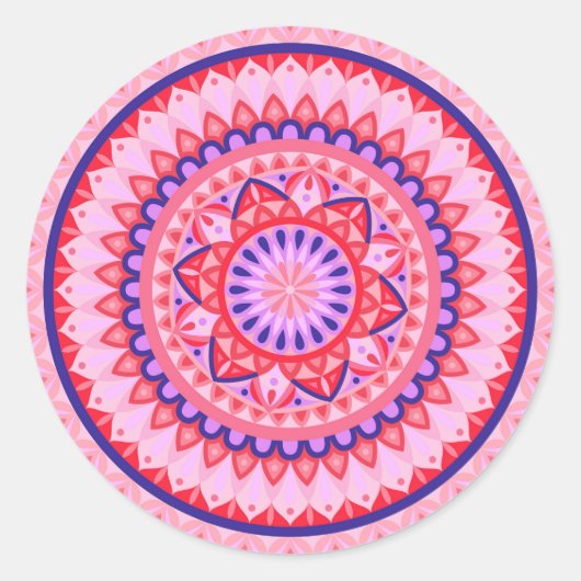 Pink BaseMandala Ronde Sticker (Voorkant)
