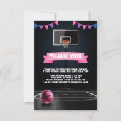Pink Basketball Baby shower Party Bedankkaart (Voorkant)