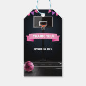 Pink Basketball Baby shower Party Cadeaulabel (Voorkant)