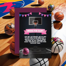 Pink Basketball Baby shower Party Informatiekaartje