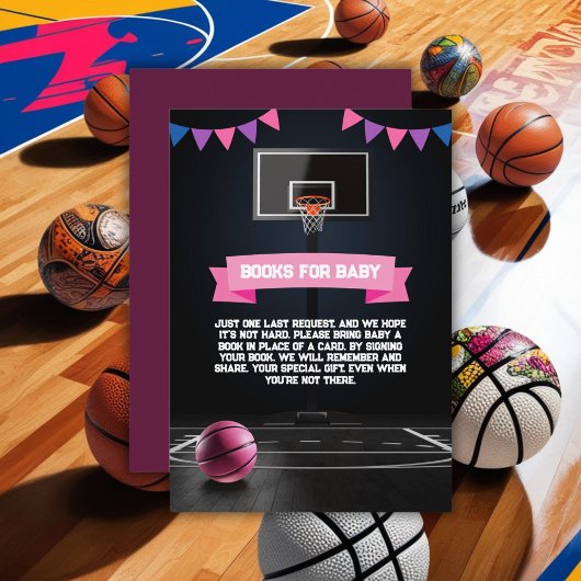 Pink Basketball Baby shower Party Informatiekaartje
