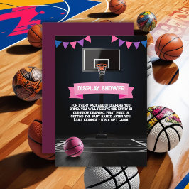 Pink Basketball Baby shower Party Informatiekaartje