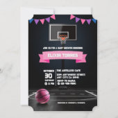 Pink Basketball Baby shower Party Kaart (Voorkant)