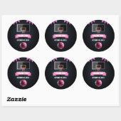 Pink Basketball Baby shower Party Ronde Sticker (Vel)