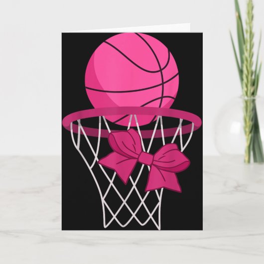Pink Basketball Bow Hoop Sporty Design For Athlete Kaart (Voorkant)