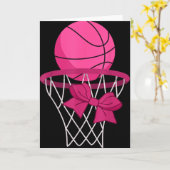 Pink Basketball Bow Hoop Sporty Design For Athlete Kaart (Gele Bloem)