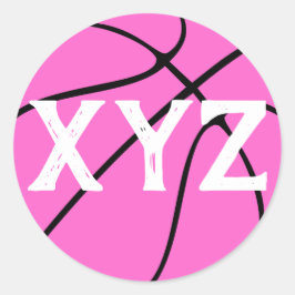 Pink Basketball Custom School Letters of Number Ronde Sticker