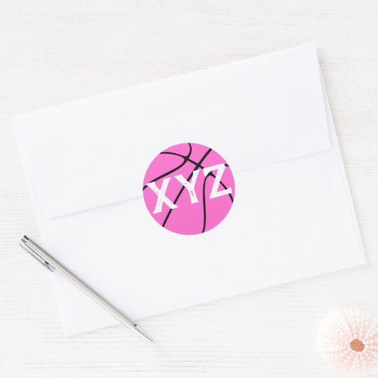 Pink Basketball Custom School Letters of Number Ronde Sticker (Envelop)
