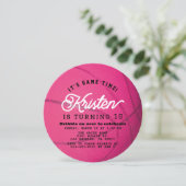 Pink Basketball Shape Girl Birthday Circle Kaart (Staand voorkant)