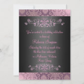 Pink Bat Mitswa Snow & Damask Verjaardagsuitnodigi Kaart (Achterkant)