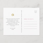 Pink Bat Mitzvah Floral Gold Script Dank je wel ve Briefkaart (Achterkant)