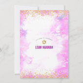 Pink Bat Mitzvah Gold Foil Waterverf Modern Kaart (Achterkant)