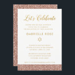 Pink Bat Mitzvah Roos Gold Glitter Receptie Party Kaart<br><div class="desc">Moderne en minimalistische rozen gouden glitter en gouden Bat Mitswa-receptieuitnodiging. Kunstwerk is platte bedrukte afbeeldingen,  GEEN echte glitter of gouden folie. Zie de Paper Grape Zazzle shop voor het coördineren van inlegkaarten en decorstukken.</div>