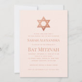 Pink Bat Mitzvah Simple Rose Gold Star of David Kaart (Voorkant)