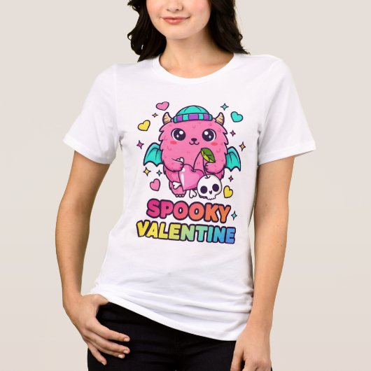 Pink Bat with Skull & Stars for Alt Romance Tri-Blend Shirt (Voorkant)