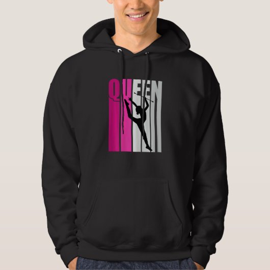 Pink Baton Twirling Gymnast Queen Gymnastics Daugh Hoodie (Voorkant)