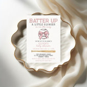 Pink Batter Up Baseball Girl Baby shower Kaart