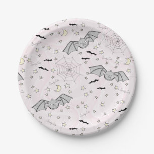 Pink Batty, Stars & Moons Spooky Schattige Papieren Bordje