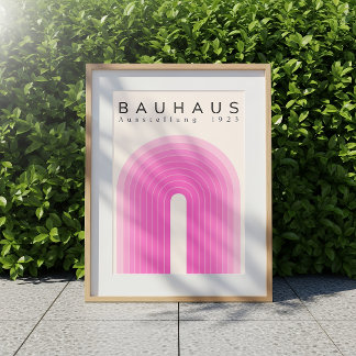 Pink Bauhaus Exhibition 1923 Vintage Poster