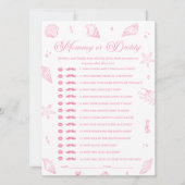Pink Beach Baby Shower Guess Who Game Card Kaart (Voorkant)