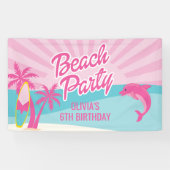 Pink Beach Birthday Poster Spandoek (Horizontaal)
