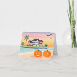 Pink Beach House bij Halloween - Note Kaart