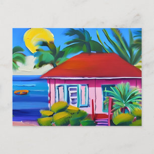 PInk Beach House   Contact houden Briefkaart