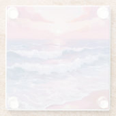 Pink Beach Ocean Shore geschilderd Glazen Onderzetter (Achterkant)