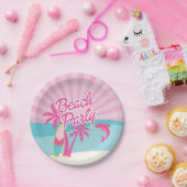 Pink Beach Palm Birthday Papieren Bordje (Feest)