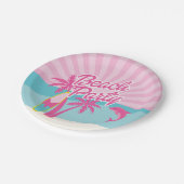 Pink Beach Palm Birthday Papieren Bordje (Gekanteld)