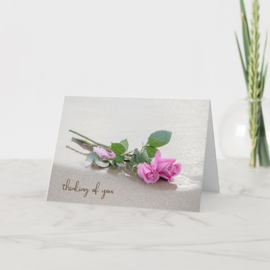Pink Beach Rozen Denken aan jou Kaart (Voorkant)