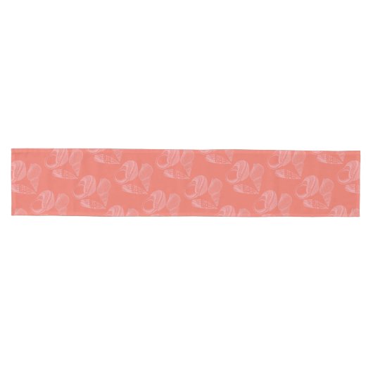Pink Beach Shells Pattern Coastal Table Runner Medium Tafelloper (Horizontaal)