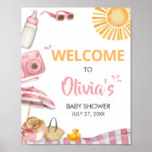 Pink Beach Summer Baby shower Welkom Poster (Voorkant)