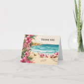 Pink Beach Wedding Bedankkaart (Voorkant)