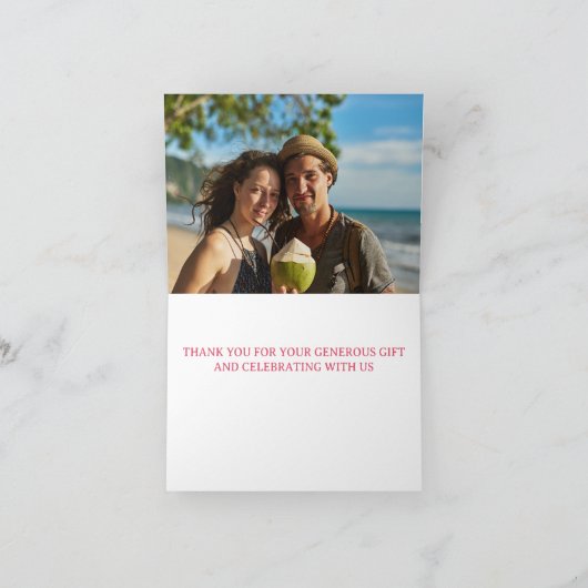 Pink Beach Wedding Bedankkaart (Binnen)