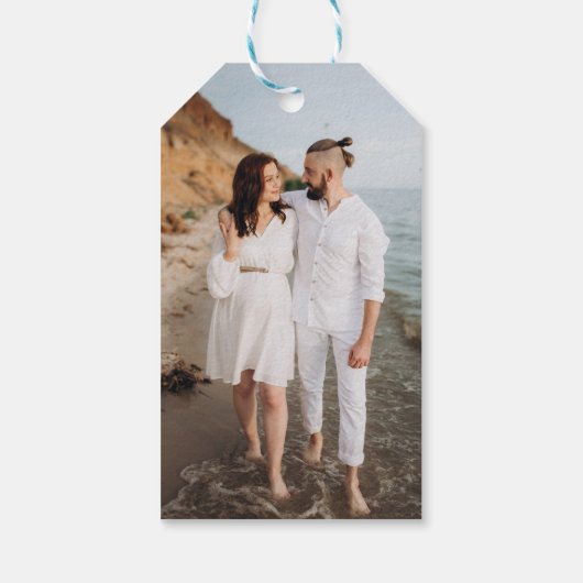 Pink Beach Wedding Cadeaulabel (Achterkant)