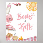 Pink Beach Zomer Baby shower Boeken en geschenken Poster (Voorkant)