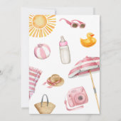 Pink Beach Zomer Baby shower Kaart (Achterkant)