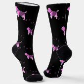 PINK BEAGLE DOG ART PUPPW PAW PRINTS NAME BLACK SOKKEN (Gebogen)