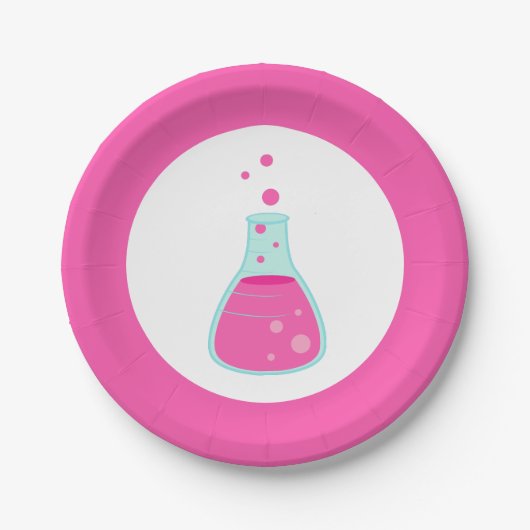 Pink Beaker Science Party Papieren Bordje (Voorkant)