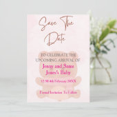 Pink Bear Baby Shower Save the Date Card | Cute &  Kaart (Staand voorkant)