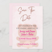 Pink Bear Baby Shower Save the Date Card | Cute &  Kaart (Voorkant / Achterkant)
