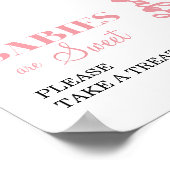 Pink Bear Balloon Babies Are Sweet Treat Sign Poster (Hoek)