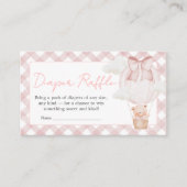 Pink Bear Bearly Wait Baby Shower Diaper Raffle Informatiekaartje (Voorkant)
