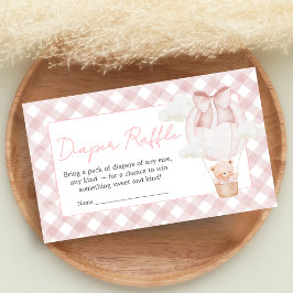 Pink Bear Bearly Wait Baby Shower Diaper Raffle Informatiekaartje