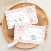 Pink Bear Bearly Wait Baby Shower Diaper Raffle Informatiekaartje