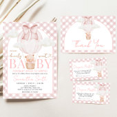 Pink Bear Bearly Wait Baby Shower Kaart