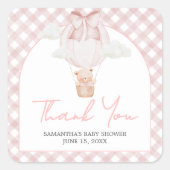 Pink Bear Bearly Wait Baby Shower  Vierkante Sticker (Voorkant)