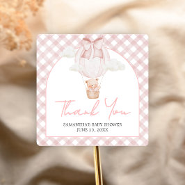 Pink Bear Bearly Wait Baby Shower Vierkante Sticker